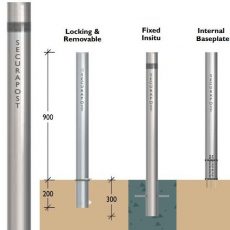 Securapost Slimline Stainless Steel 150NB Fixed Bollards