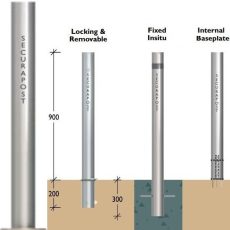 Securapost Slimline Stainless Steel 300NB Baseplate Bollards